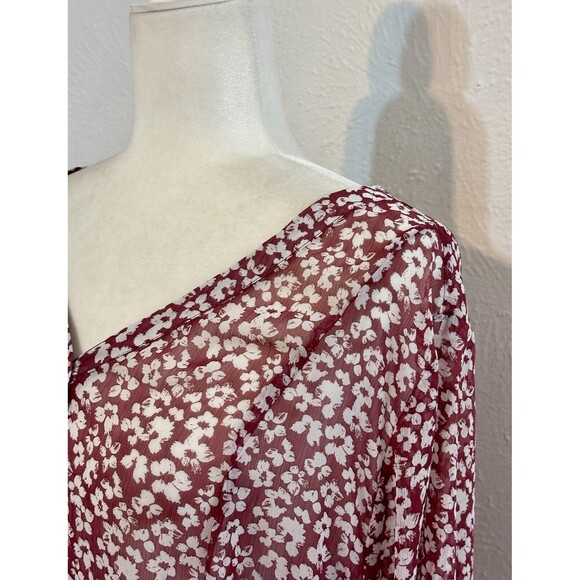 Lane Bryant Size 22/24 Floral Purple Sheer Blouse 3/4 Sleeves Boho Cottage - Picture 3 of 10